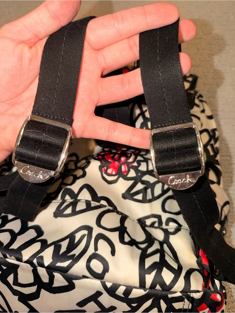 Coach Poppy Daisy Floral Graffiti Canvas Wallet & Backpack Combo (Style F16582)